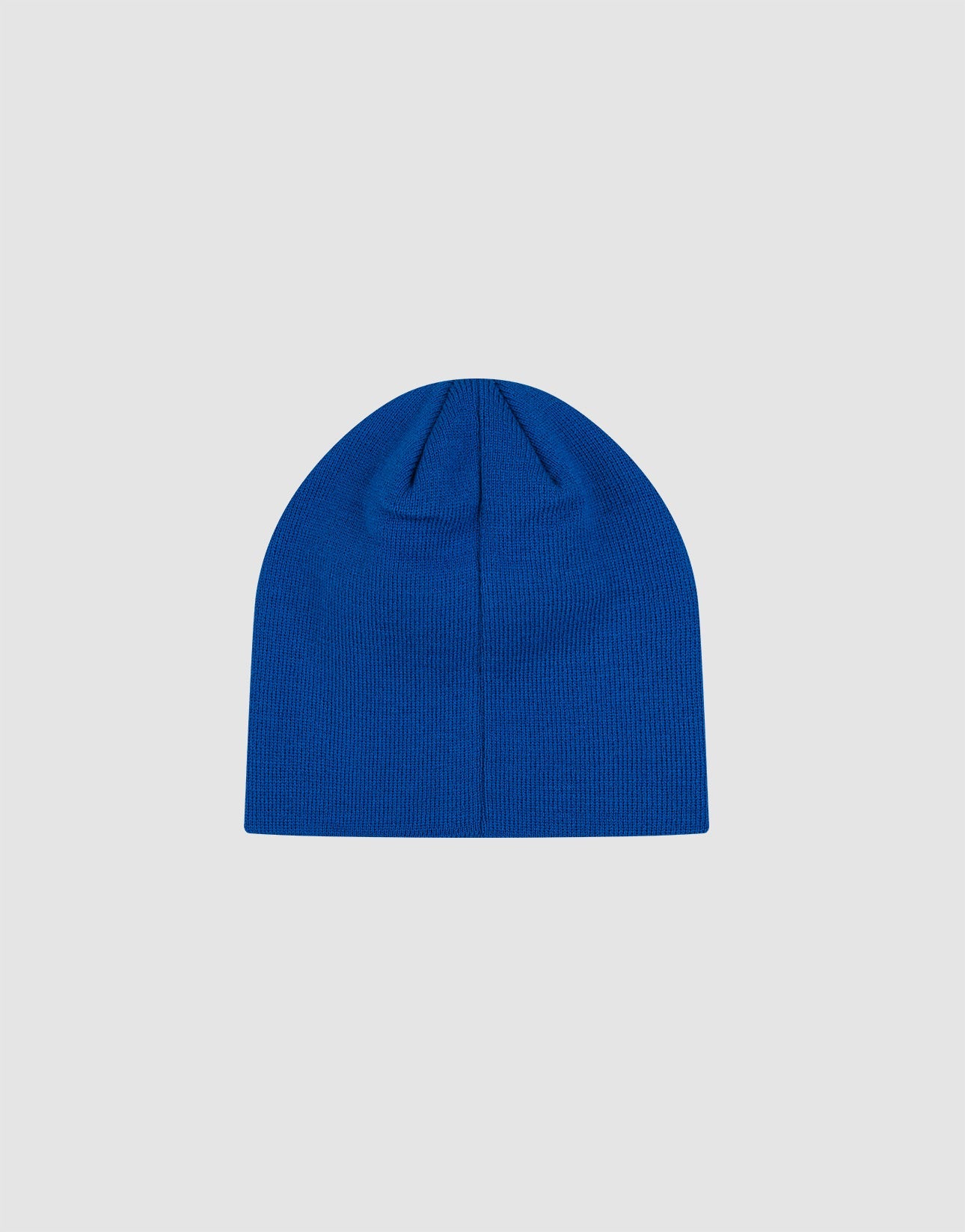 A plain royal blue Script Beanie from LIVE FAST DIE YOUNG is displayed on a light gray background. The beanie lies flat with no visible logos or Logo-Stick embellishments.