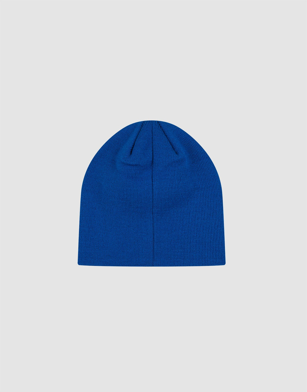 A plain royal blue Script Beanie from LIVE FAST DIE YOUNG is displayed on a light gray background. The beanie lies flat with no visible logos or Logo-Stick embellishments.