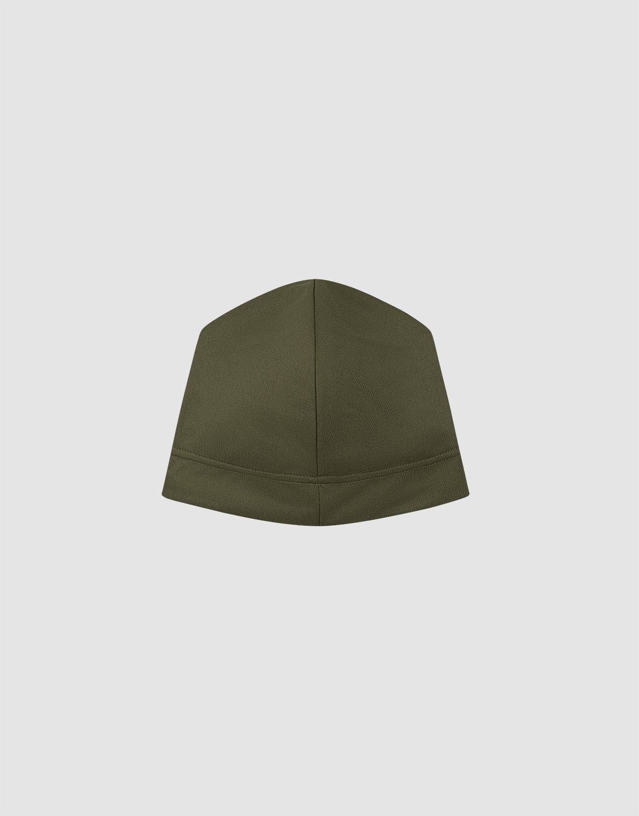 The Live Fast Performance Beanie by LIVE FAST DIE YOUNG is olive green, structured and fitted with visible seams and a reflective logo print, shown on a plain white background.