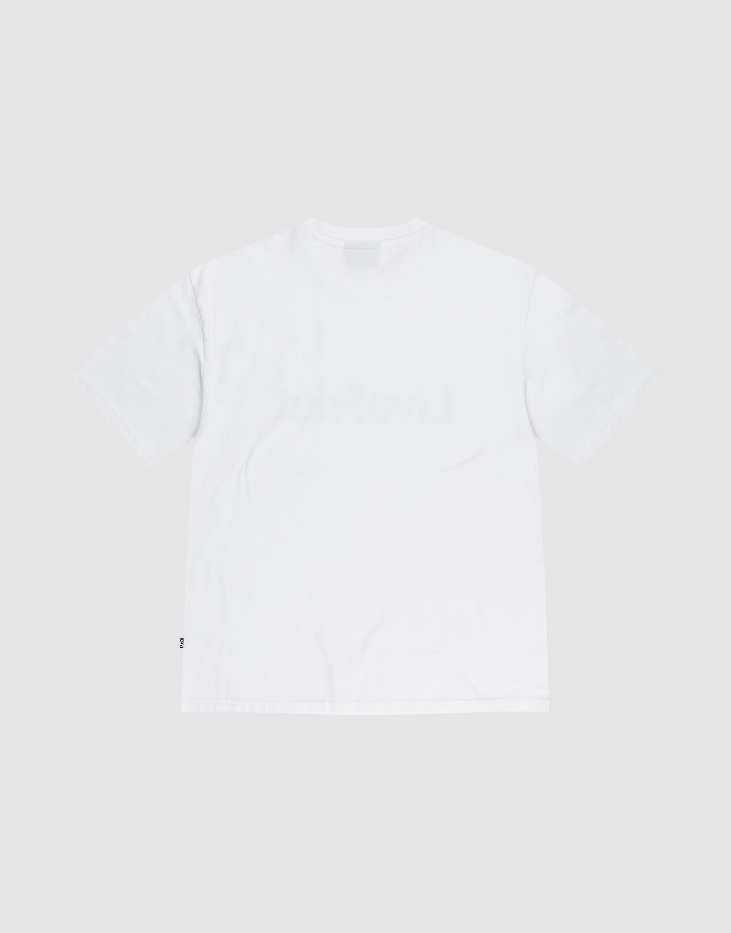 The Basic LiveFast Tee by LIVE FAST DIE YOUNG is a plain white short-sleeve t-shirt in Regular Fit, made from 100% Baumwolle, shown from the back on a light gray background with no visible designs or logos.