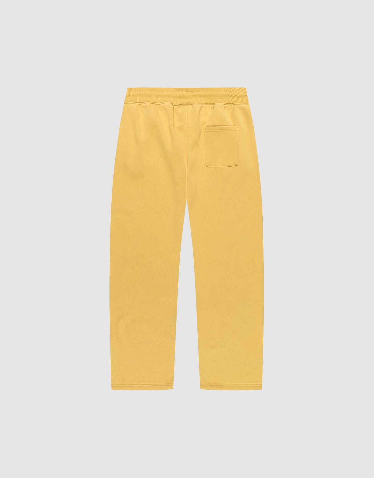 The LIVE FAST DIE YOUNG Live Fast Sweatsuit Jogger in yellow features straight legs, an Elastik-Bund waistband, and a single back pocket, shown flat on a light gray background.