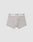 LIVE FAST DIE YOUNGs Live Fast Trunks (2 Pack) feature gray mens boxer briefs in soft cotton with a LIVE FAST black elastic waistband. Care instructions for easy maintenance included; shown on a light gray background.