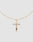 The LIVE FAST DIE YOUNG Cross Pendant is a gold chain necklace with a crucifix, crafted from 925 gold-plated sterling silver, shown on a plain light gray background.