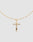 The LIVE FAST DIE YOUNG Cross Pendant is a gold chain necklace with a crucifix, crafted from 925 gold-plated sterling silver, shown on a plain light gray background.