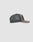 The LFDY Rivet Trucker by LIVE FAST DIE YOUNG is a gray and black cap with a curved brim, mesh back panels, and a solid front featuring a subtle Logo-Stick detail, shown in side profile on a plain light gray background.