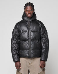 Live Fast Leather Puffer Jacket
