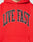 A close-up of the LIVE FAST DIE YOUNG Live Fast College Hooded, an Oversize Fit red hoodie with bold, black arched LIVE FAST lettering on the chest, made from soft Baumwolle and polyester for comfort and style.