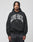 A man with short dreadlocks wears the LIVE FAST DIE YOUNG Live Fast Axe Hooded, an oversize black Baumwolle-Polyester hoodie with bold white LIVE FAST text, standing against a plain light gray background.