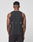 A man with short hair wears the LIVE FAST DIE YOUNG Live Fast Performance Tank, a slim fit sleeveless black athletic shirt in Nylon Spandex. LIVE FAST and a small reflective logo show in white on the back. He stands before a plain light background.