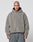 A person with a shaved head wears the LIVE FAST DIE YOUNG LFDY Teddy Hooded in gray, featuring practical Eingrifftaschen, and loose-fitting gray jeans, standing against a plain white background.