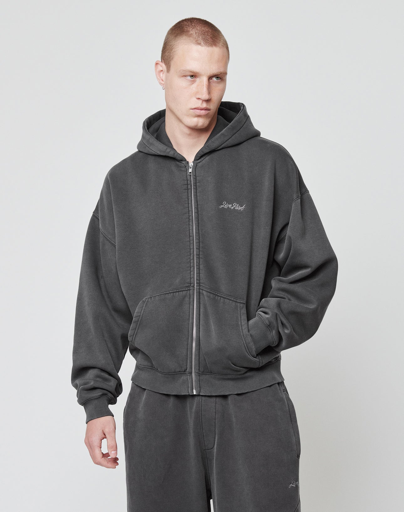 Basic Script Hooded Zip