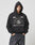 A person in an oversize black LFDY The Bulldog Hooded by LIVE FAST DIE YOUNG, with hood up and hands in pockets, features a bulldog graphic and embroidered LIVE FAST, EST. 1975, and BULLDOG on the front against a plain background.