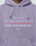 A person wears an oversize fit LFDY Hotline Hooded in purple by LIVE FAST DIE YOUNG, featuring “Approval GUARANTEED Credit Score Irrelevant” prints front and back and a drawstring hood for added comfort and style.