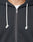 Close-up of a person wearing the LIVE FAST DIE YOUNG LFDY Lightweight Hooded Zip. Features include white knotted drawstrings, a partially zipped front revealing a white shirt, and 100% Baumwolle fabric for comfort.