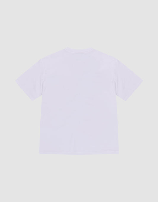 The LFDY Authorities Tee by LIVE FAST DIE YOUNG is a plain white regular-fit T-shirt made from 100% Baumwolle, laid flat on a light background to display its back side without patterns or front print.