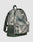 The LFDY Backpack by LIVE FAST DIE YOUNG is a green and gray camo 19L laptop rucksack with a front zipper pocket, side mesh pocket, top handle, adjustable shoulder straps, and "LIVE FAST" text on the front.
