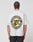 A person with braided hair wears the LFDY Circle Dog Tee by LIVE FAST DIE YOUNG, an oversize fit, light gray T-shirt with a vintage wash. Its back shows a snarling dog and bold yellow “LIVE FAST DIE” and “BEWARE OF DOGS” circular graphics.