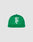 The LF Rhinestone Cap by LIVE FAST DIE YOUNG is a green cotton baseball cap with a flat brim and a white, stylized "E" logo embroidered on the front, displayed against a plain light gray background.
