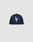 The LFDY x New Era 59Fifty Paris Fitted Cap by LIVE FAST DIE YOUNG features a navy blue design with white LF embroidery on the front and a flat brim, displayed on a plain light gray background. Größentabelle available for sizing.