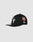 The LFDY X NEW ERA 59FIFTY LOW PROFILE by LIVE FAST DIE YOUNG is a black fitted cap with a white LF front logo, orange and white side embroidery, and New Era branding above the left ear. Shown on a plain light gray background.