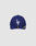The LFDY X NEW ERA 59FIFTY LOW PROFILE fitted cap by LIVE FAST DIE YOUNG is blue with a white LF logo on the front, low profile design, and a shiny brim sticker. Shown on a plain light gray background.