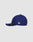The LFDY X NEW ERA 59FIFTY LOW PROFILE by LIVE FAST DIE YOUNG is a navy blue fitted cap with a white embroidered logo on the side panel and a gold sticker on the flat brim, shown from the side.