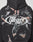 The LFDY Canine Hooded Zip by LIVE FAST DIE YOUNG is a black oversized hoodie with snarling Doberman graphics and a white oval LIVE FAST logo, finished with the brand name below. Made from a soft cotton-polyester mix.