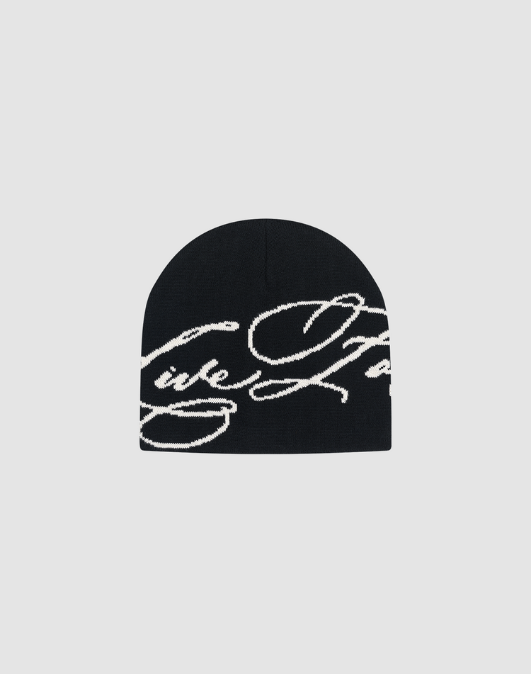 Live Fast Script Beanie
