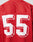 The LFDY Hockey Jersey by LIVE FAST DIE YOUNG is a red, oversized sports jersey with bold white block-style number 55 on the back, crafted from durable polyester.