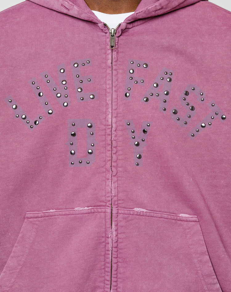 Live Fast Rivet Hooded Zip