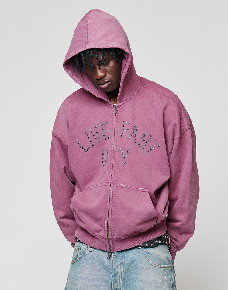 Live Fast Rivet Hooded Zip