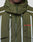 Close-up of a person wearing the olive green LFDY Nylon Trackjacket by LIVE FAST DIE YOUNG, featuring an oversize fit, Kapuze mit Elastik-Tunnelzug, white vertical stripes, red LIVE FAST chest text, zip-up front, and Front- und Backprint.