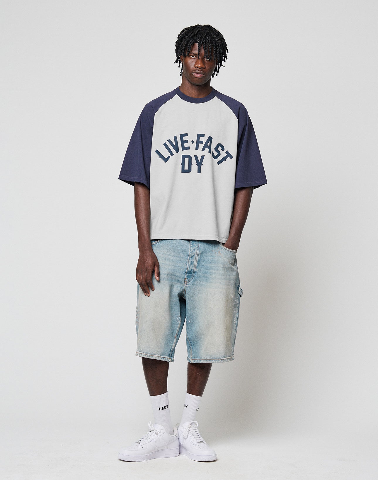 Live Fast Raglan Tee Grau Style