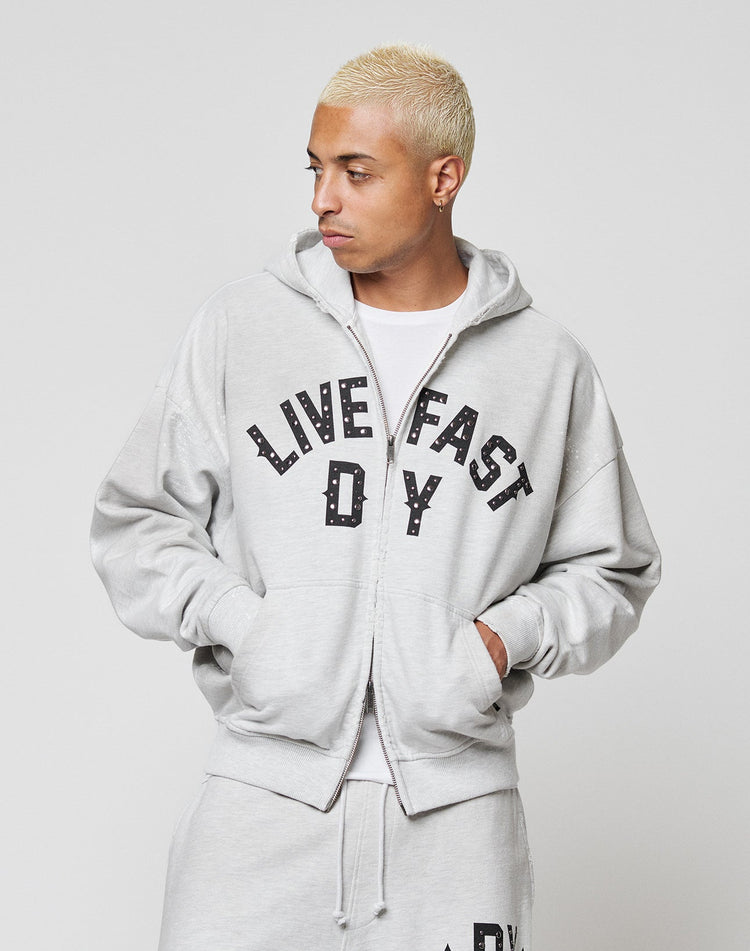 Live Fast Rivet Hooded Zip