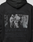 The LFDY Grand Theft Hooded Zip by LIVE FAST DIE YOUNG is an oversized black cotton hoodie with a grayscale print of two people by a motorbike (No. 743) and text: INTERNATIONAL BRANCH NETWORK LIVEFAST FRANCE · GERMANY NETHERLANDS UNITED KINGDOM.