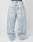 Back view of a person wearing LIVE FAST DIE YOUNG LFDY Baggy Denim—light blue, high-waisted jeans with a baggy fit, wide straight legs, two large back pockets, slight ankle crinkles, and made from 100% Baumwolle.