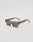 Live Fast Sunglasses by LIVE FAST DIE YOUNG feature thick, translucent brown Mazzuchelli Acetate rectangular frames with dark lenses and a gold-colored LIVE FAST logo on the left temple arm, shown on a white background.