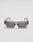LIVE FAST DIE YOUNGs Live Fast Sunglasses feature rectangular grey-tinted lenses and translucent brown Mazzuchelli Acetate frames with a gold logo, shown on a white background.