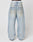 Back view of a person in LIVE FAST DIE YOUNG’s LFDY Baggy Denim, light-wash blue jeans with two back pockets and a white waistband, standing against a plain white background.