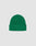 The Double Rib Knit Beanie by LIVE FAST DIE YOUNG is bright green, doppellagig gestrickt, with a folded cuff and small black side tag, offering a voluminöser Look against a plain light gray background.