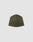 The Live Fast Performance Beanie by LIVE FAST DIE YOUNG is olive green, structured and fitted with visible seams and a reflective logo print, shown on a plain white background.
