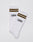 Two white Basic Socks (2 Pack) by LIVE FAST DIE YOUNG, made from soft Baumwolle and elastan, feature two brown stripes near the top and black LFDY text below. They are shown overlapping on a plain white background.