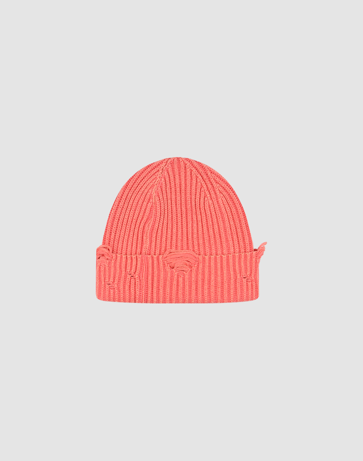 Distressed Rib Knit Beanie