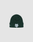 The LFDY x New Era Beanie by LIVE FAST DIE YOUNG is a dark green ribbed knit beanie with a white embroidered DY logo and symbols on the folded cuff, shown against a plain light gray background.