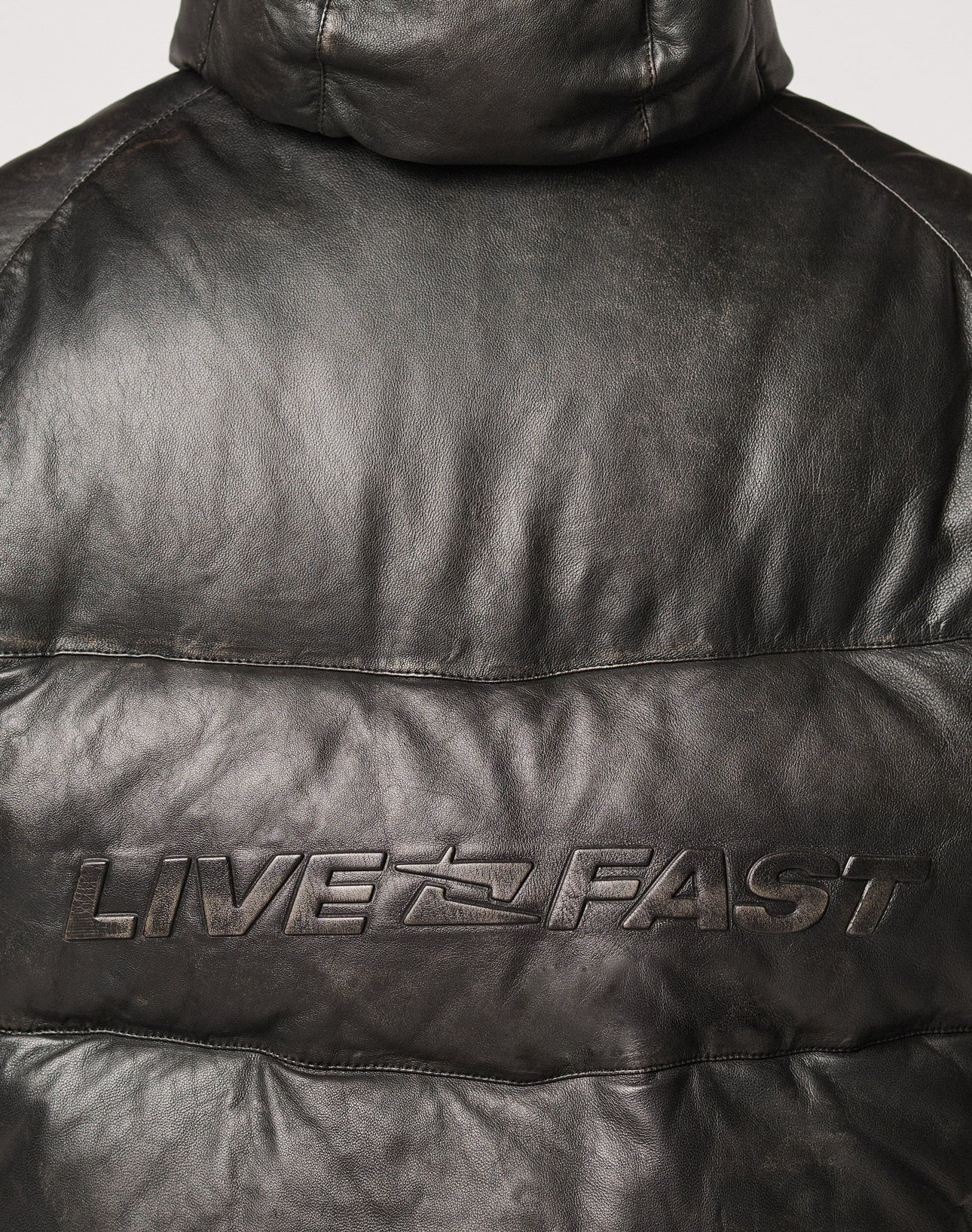 Live Fast Leather Puffer Jacket