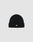 The Live Fast Boucle Beanie by LIVE FAST DIE YOUNG is a black polyester knit, one size, with a folded brim and a small white embroidered logo on the front, shown against a plain light gray background.