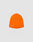 The Script Beanie by LIVE FAST DIE YOUNG is a bright orange polyacryl hat featuring a small white Just Don logo stitch on the lower left side, shown against a plain light gray background.