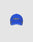 The Live Fast 3000 Cap by LIVE FAST DIE YOUNG is a blue polyester baseball cap with white trim and a silver and black IMPACT Logo-Stick on the front, shown against a plain light gray background.