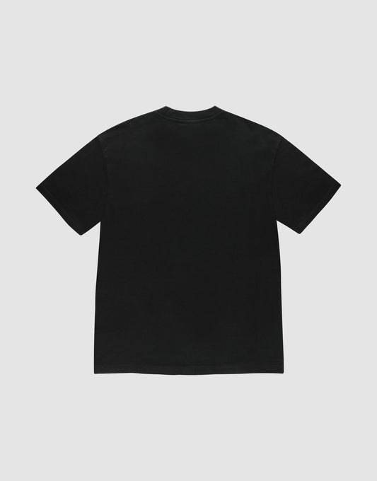 The LFDY Triple Racing Tee by LIVE FAST DIE YOUNG, a black oversized short-sleeve t-shirt, is shown laid flat with the back visible on a light gray background.