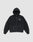 The LFDY L’Équipe Hooded Zip by LIVE FAST DIE YOUNG is a black oversized hoodie with a front pocket, hood, cozy waffle innenfutter, and white embroidered "Pink Face Rallye" text on the left chest. Laid flat on light gray background.